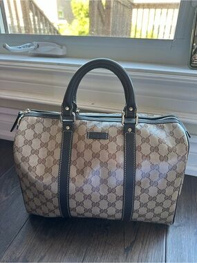 Gucci Beige/Ebony GG Crystal Medium Joy Boston Bag